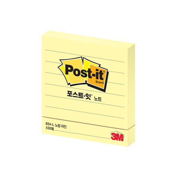 Post-it Sticky Note Pad, Lined, 76X76mm, 100 Sheets, 654 (76x76)