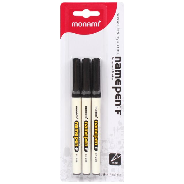 Name Pen Permanent Fine Nip(1.0mm) black 3pcs