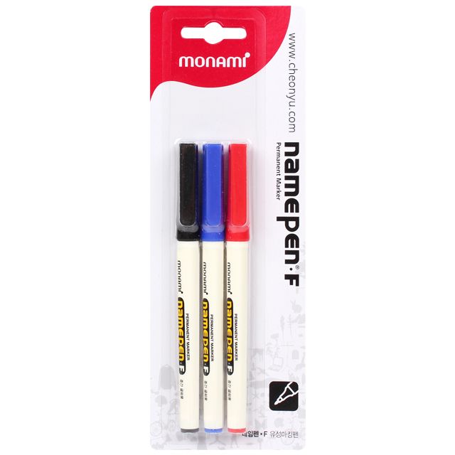 Name Pen Permanent Fine Nip(1.0mm) black blue red 3pcs