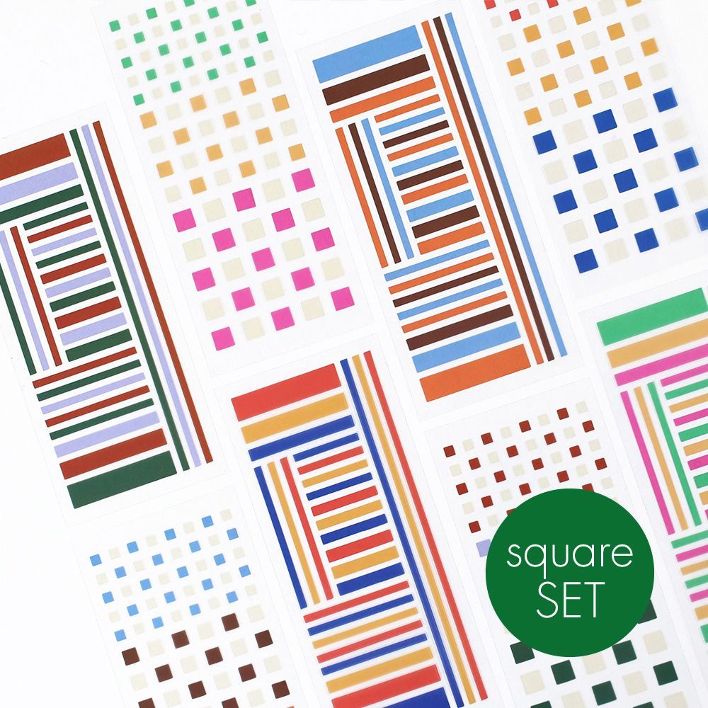 Pigment Clear Sticker, Square Type 8Sheets SET