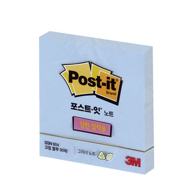 포스트잇 노트 강한점착용 크림블루 654 (76x76)