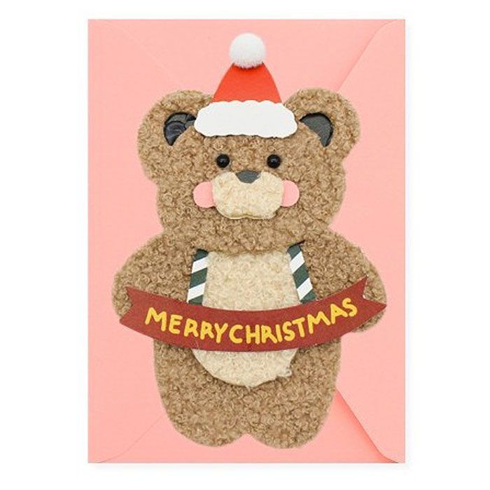 Santa Teddy Bear Christmas Card