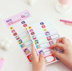 Elementary School 'Alpha Girls' Name Stickers with Protecting Films 4Sheets Pack, 