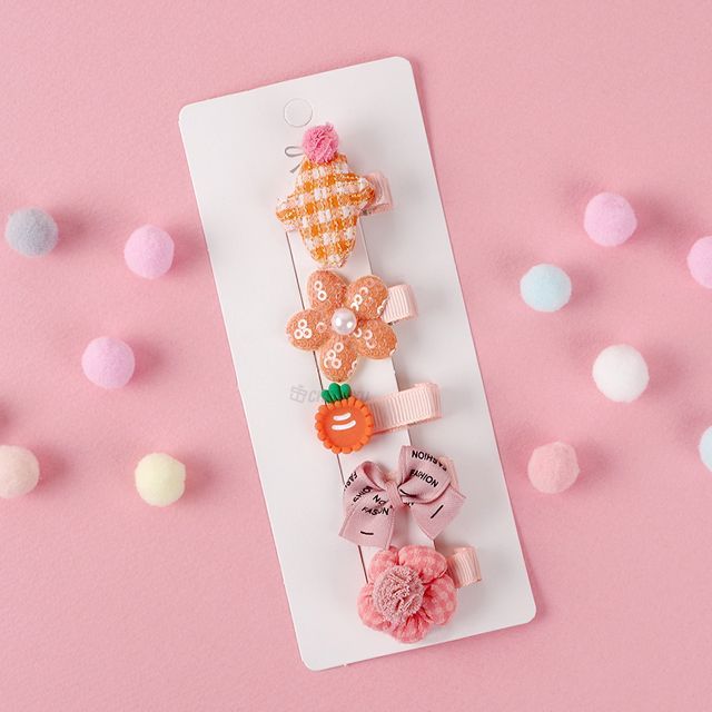 CUTE HAIR PIN 5PCS SET Orange Carrot