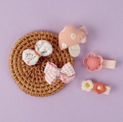 CUTE HAIR PIN 5PCS SET Coral mushroom