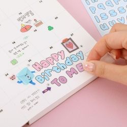 Ddung-Phabet Clear Line Alphabet Stickers 8 Sheets Set