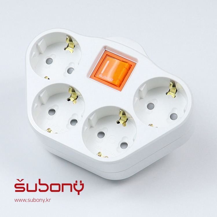 Attachable Integrated Switch Multi-socket 4-Outlet White