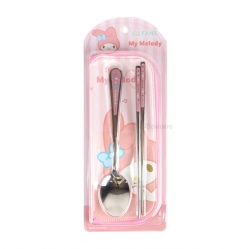 My Melody Joyful  All Stainless Zipper Spoon & Chopsticks with Case set 