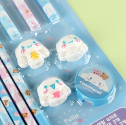Cinnamoroll Figure Pencil and Pencil Cap and Pencil Sharpener Set