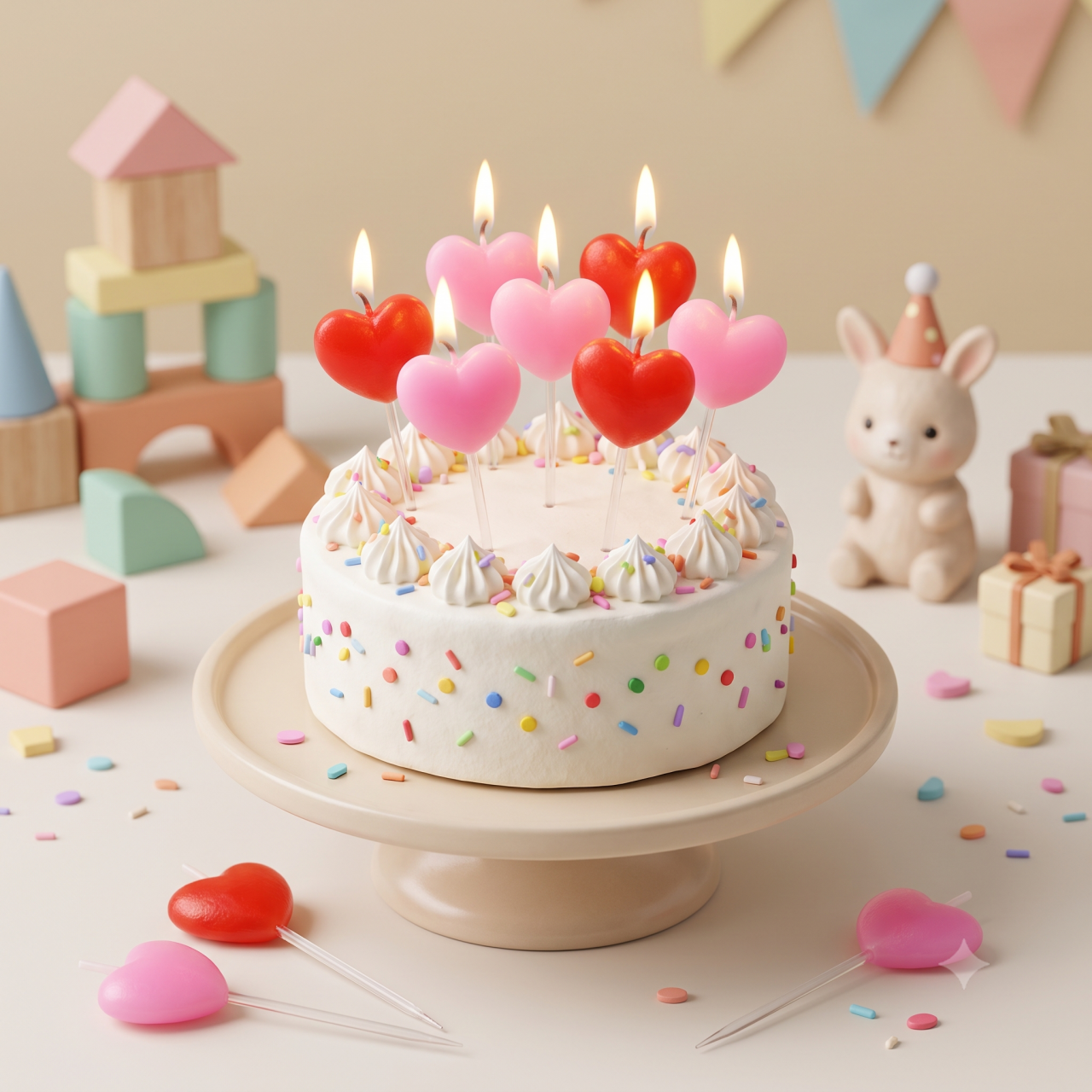 Birthday Heart Candles 7pcs