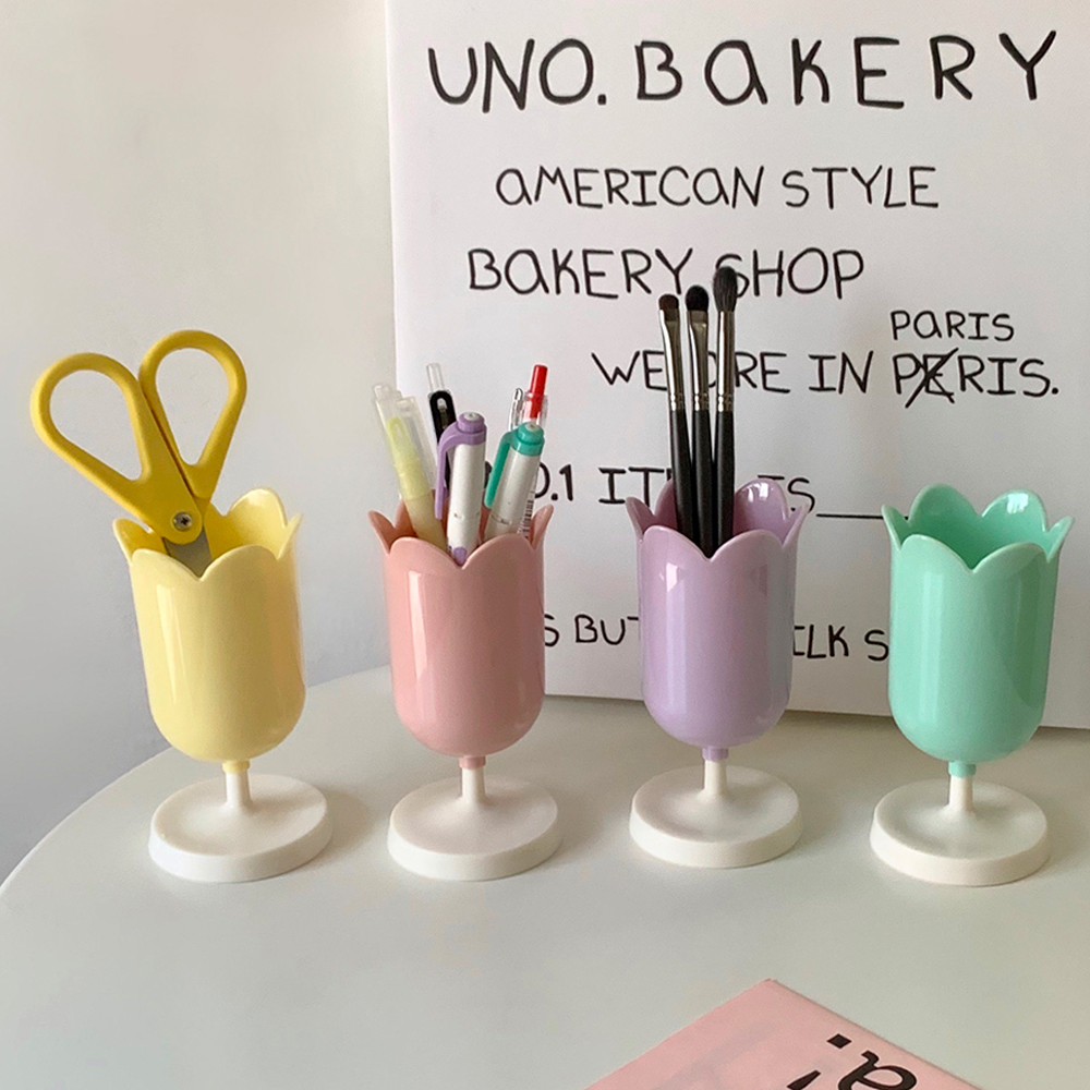 Pastel Mango Tulip Tin Pencil Holder