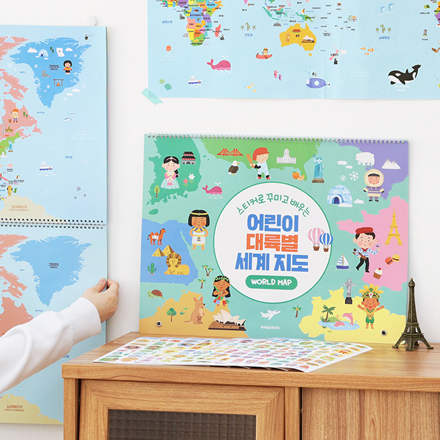 CHILDREN'S WORLD MAP BY CONTINENT (STICKER+POSTER)