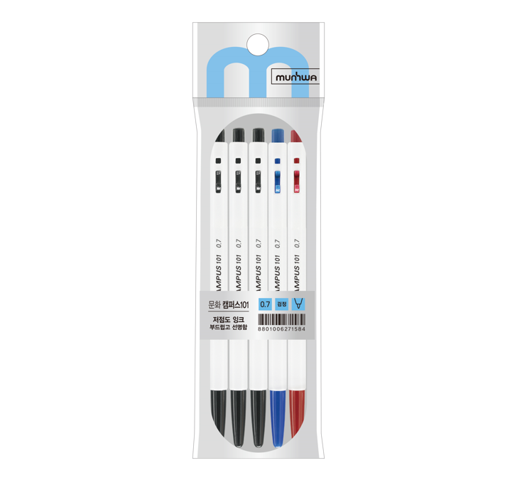 CAMPUS 101 Ballpoint Pen 0.7mm black red blue 5Set