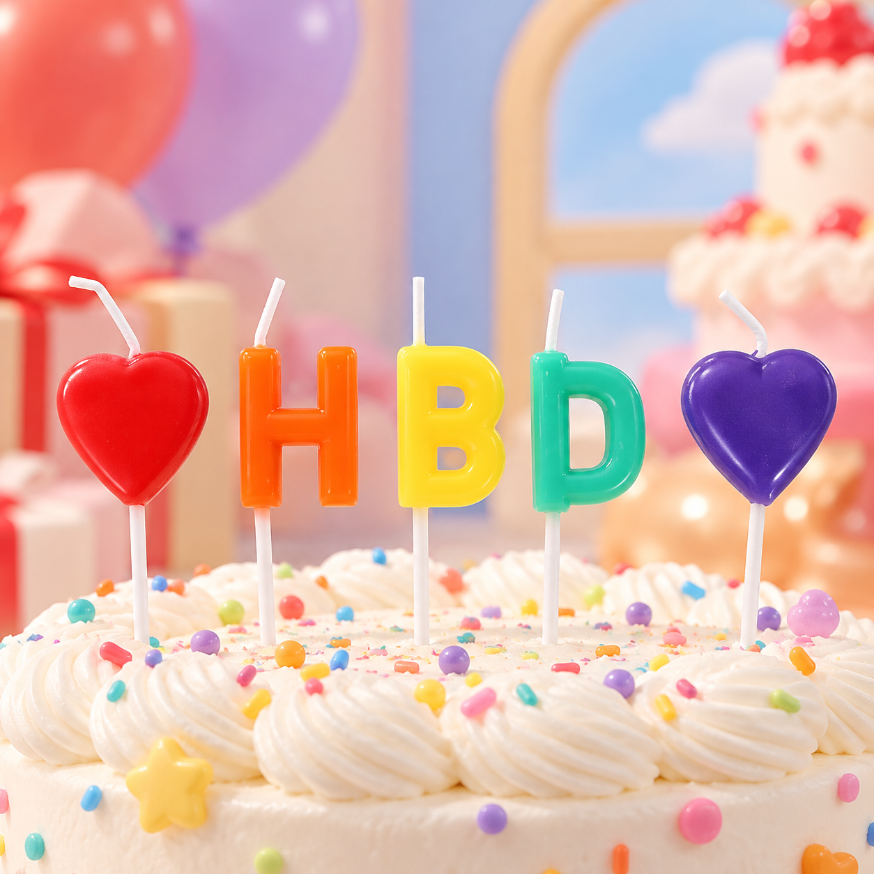 파스텔 HBD 하트 생일초
