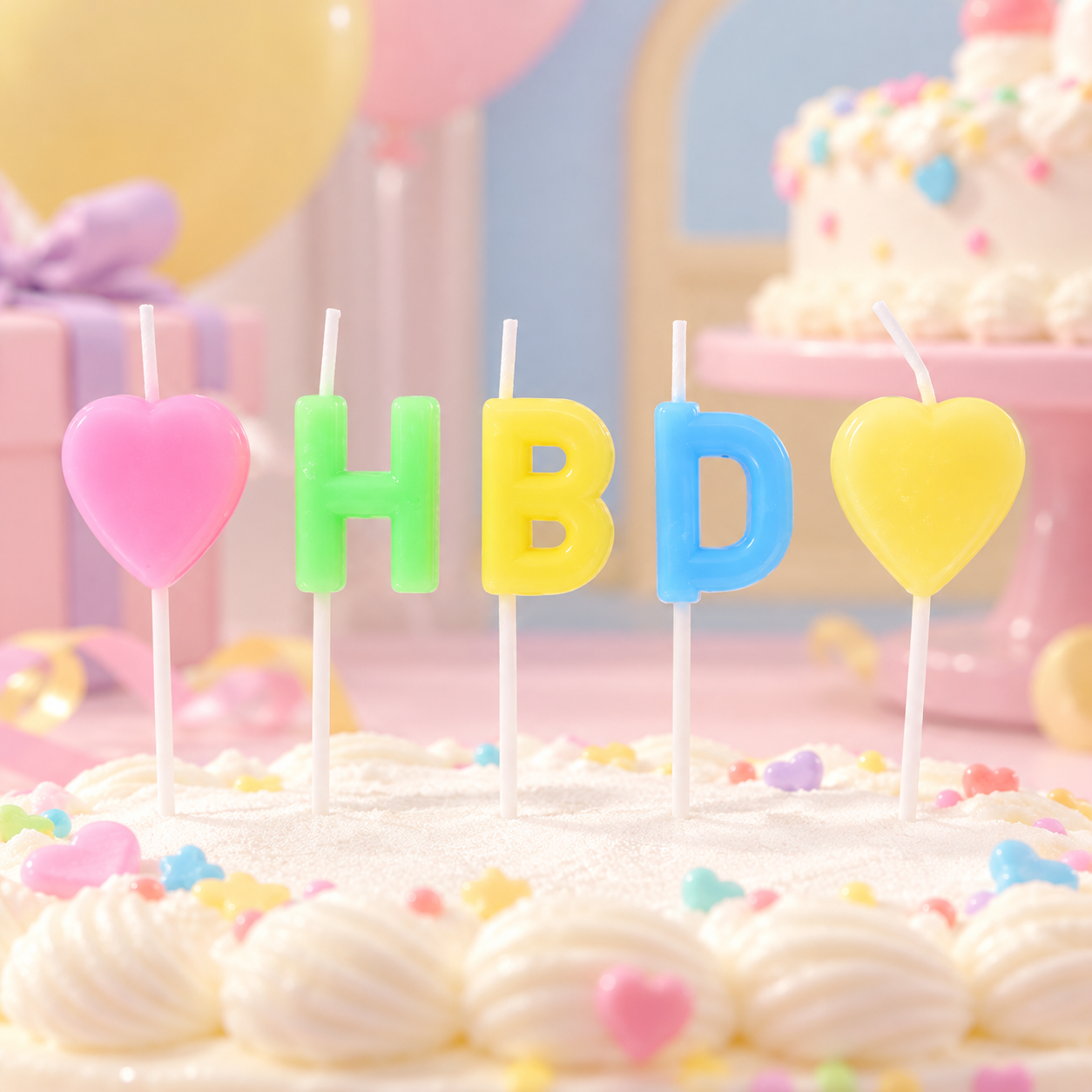 Macaron HBD heart birthday candle