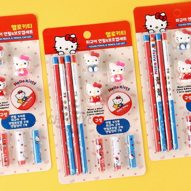 Sanrio Characters Figure Pencil Cap Set - Hello Kitty