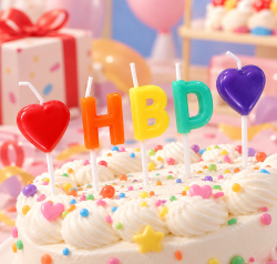 Pastel HBD Heart Birthday Candle