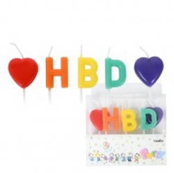 Pastel HBD Heart Birthday Candle