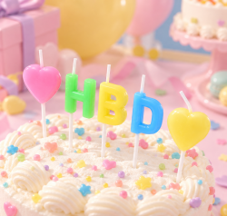 Macaron HBD heart birthday candle
