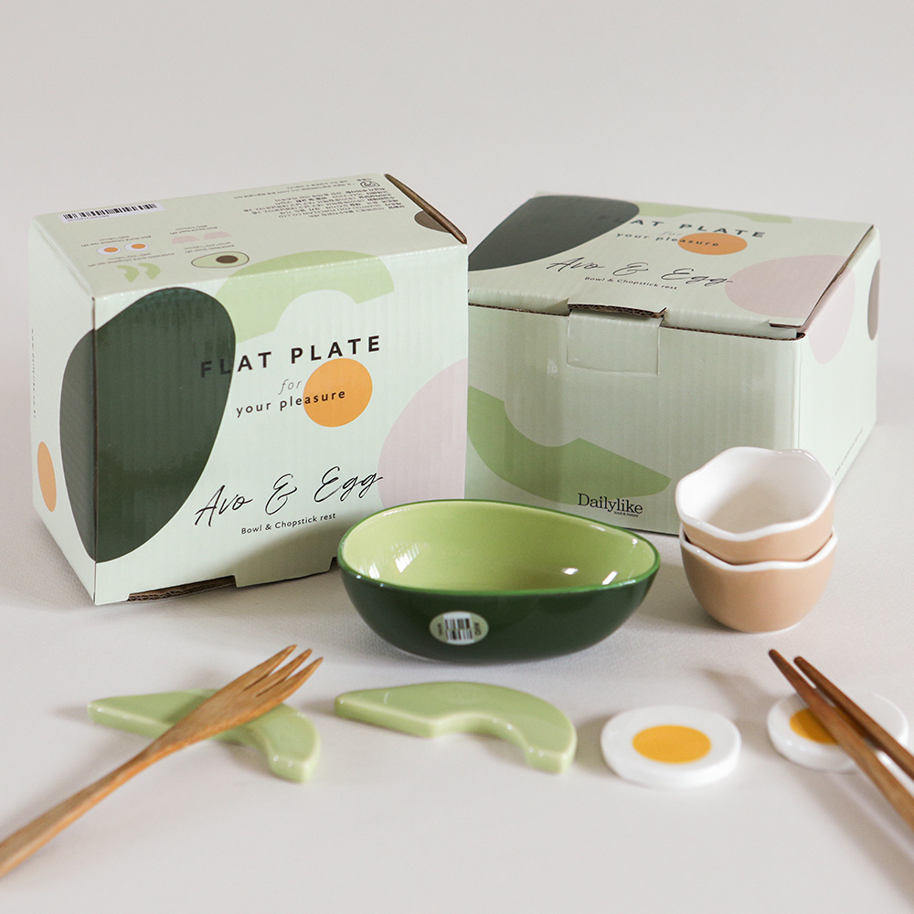 Avo & Egg Bowl Cutlery Stand Set
