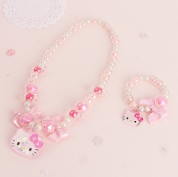 Hello Kitty Ribbon Spangle Necklace Bracelet Set