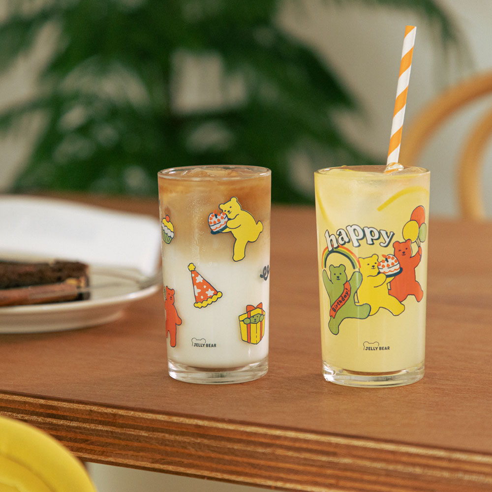 Happy Birthday Jelly Bear Glass Cup 2P Set