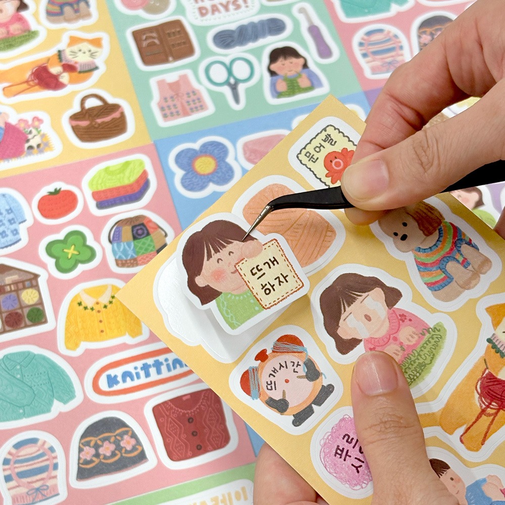 Happy Hobby Days Knitted Sticker 6 Sheets