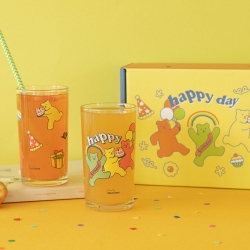 Happy Birthday Jelly Bear Glass Cup 2P Set