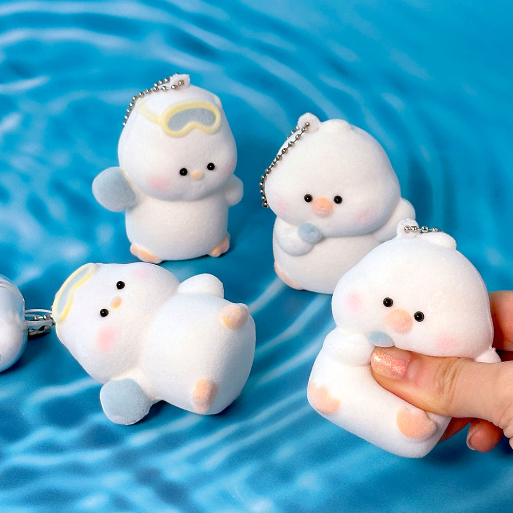Soft Fluffy Duck Squishy Keyring, Random