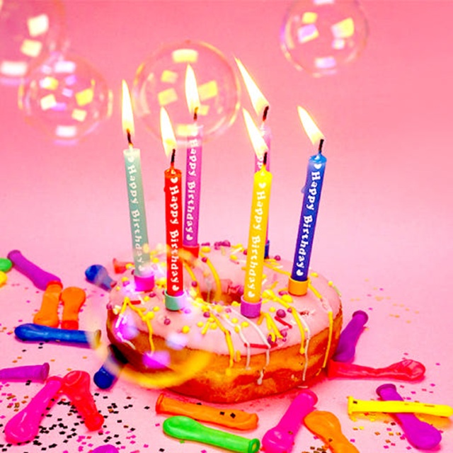 Party Cake Candles Short Lettering HBD (6 pieces)