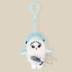 MofuSand Shark Costume 9cm Plush_Blue bay cat