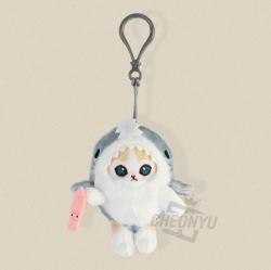 MofuSand Shark Costume 9cm Plush Cream cat