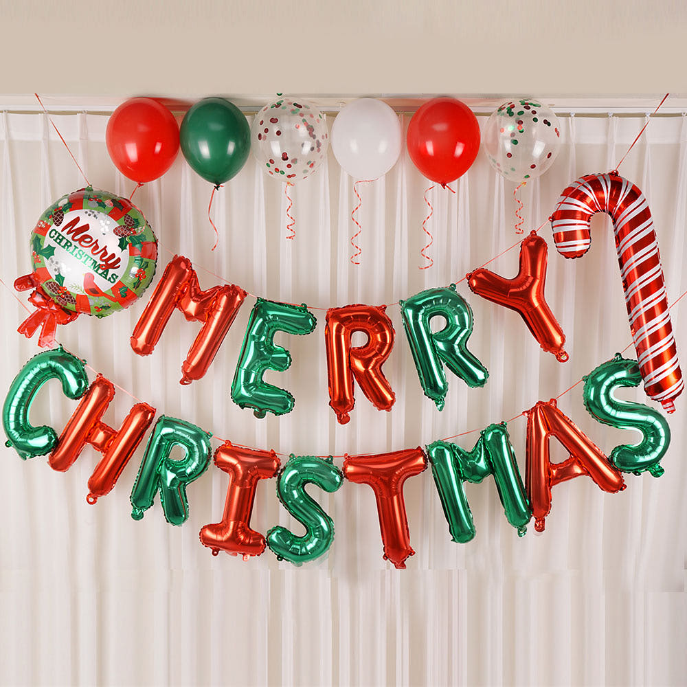 Christmas Alphabet Letter Balloon (16pc) + Round Balloon (12pc)