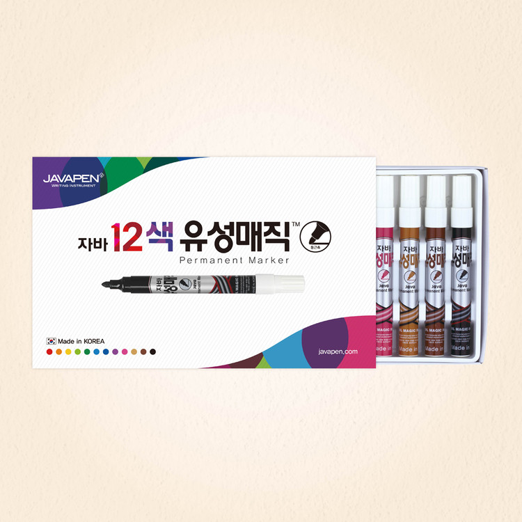 Java Pen Power Oil-Based Marker 12 Colors