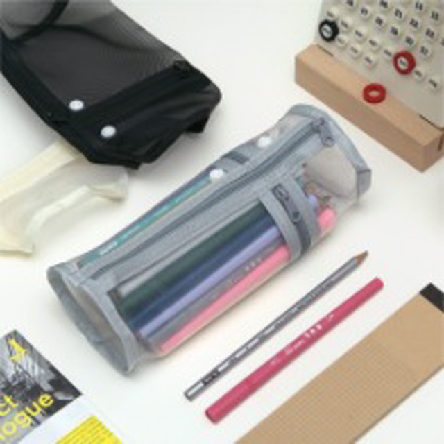 Circular mesh pencil case large-capacity pencil case
