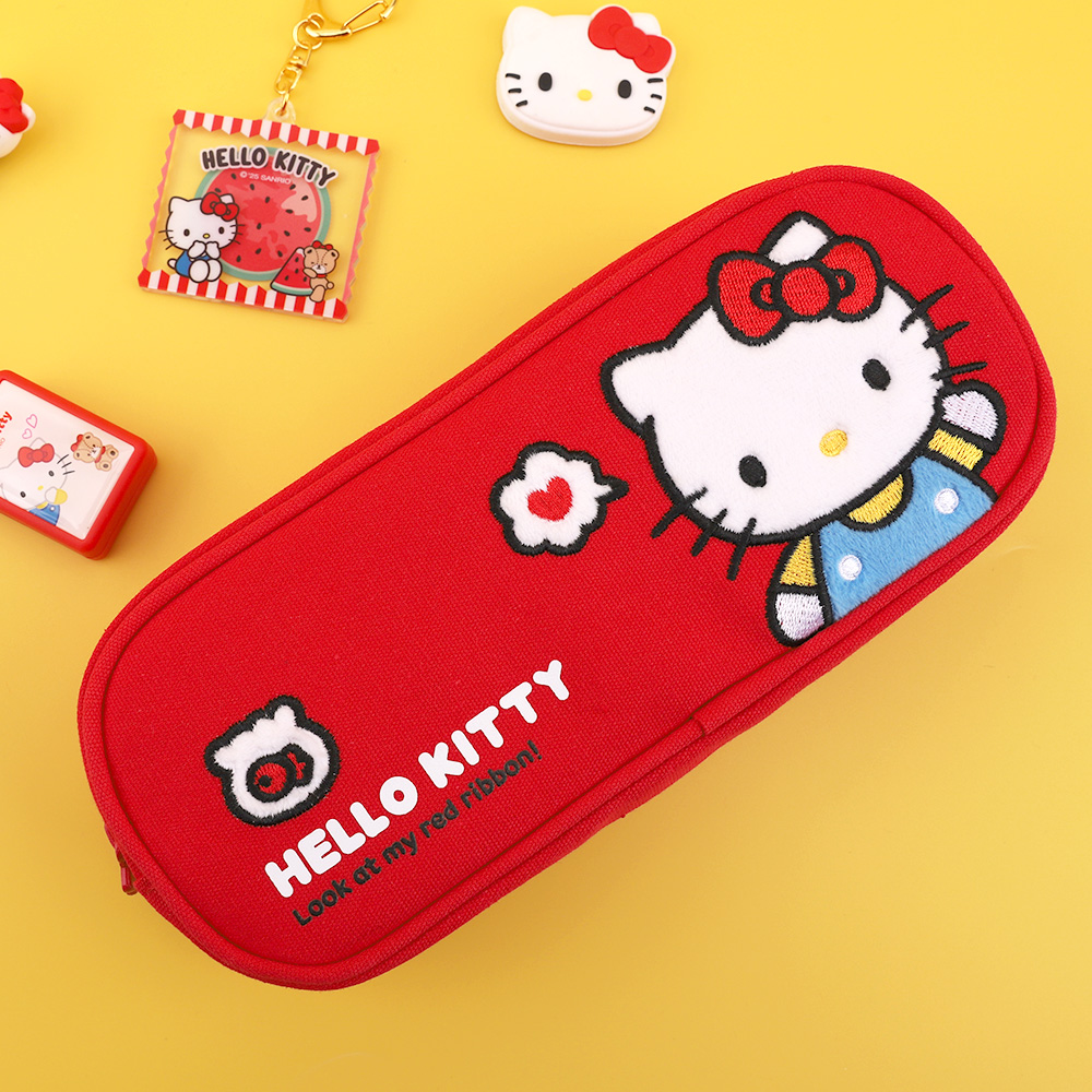 Hello Kitty Cotton Applique Pencil Case