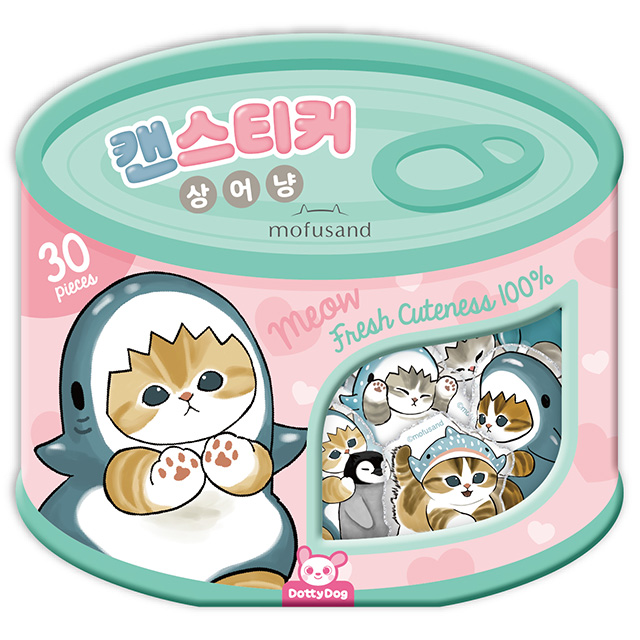 mofusand Tin Case Sticker Shark Cat