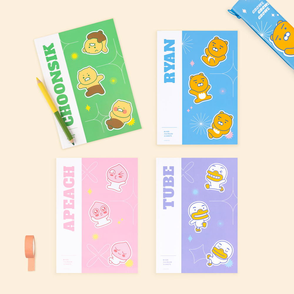 Kakao Friends Vivid New Semester Bound Notebook (Set of 10)