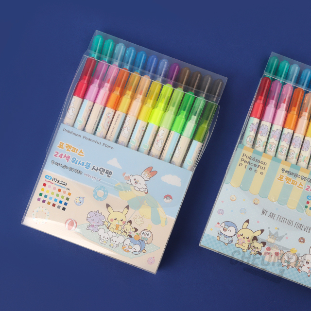Pokemon 24-Color Washable Felt-tip Pens, Random