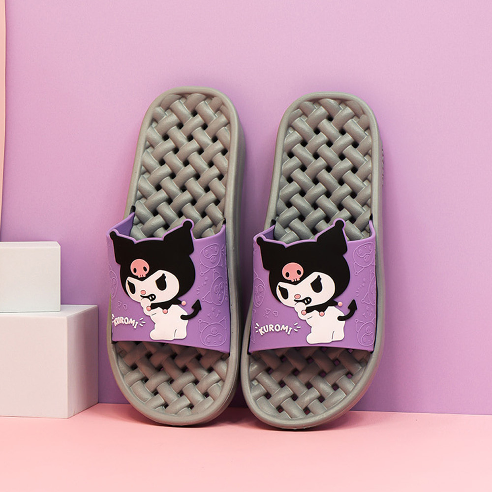 Kuromi Rattan-style Quick-Drying EVA Soft Adult Bathroom Slippers