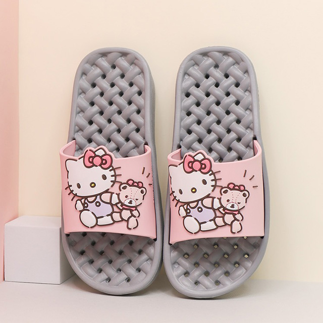 Hello Kitty Rattan Pattern EVA Soft Quick-Dry Kids Bathroom Slippers