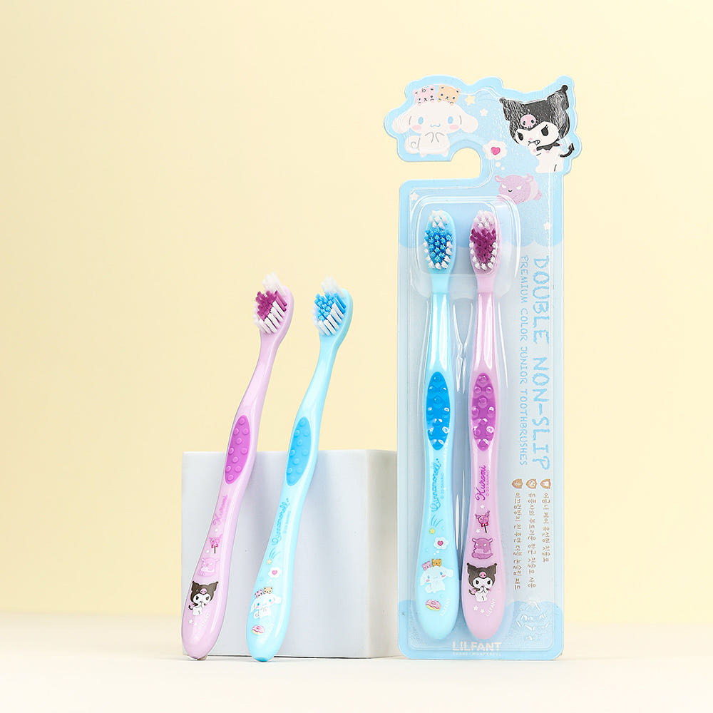 Sanrio Double Non-Slip Color Toothbrush 2-Pack (Cinnamoroll & Kuromi)