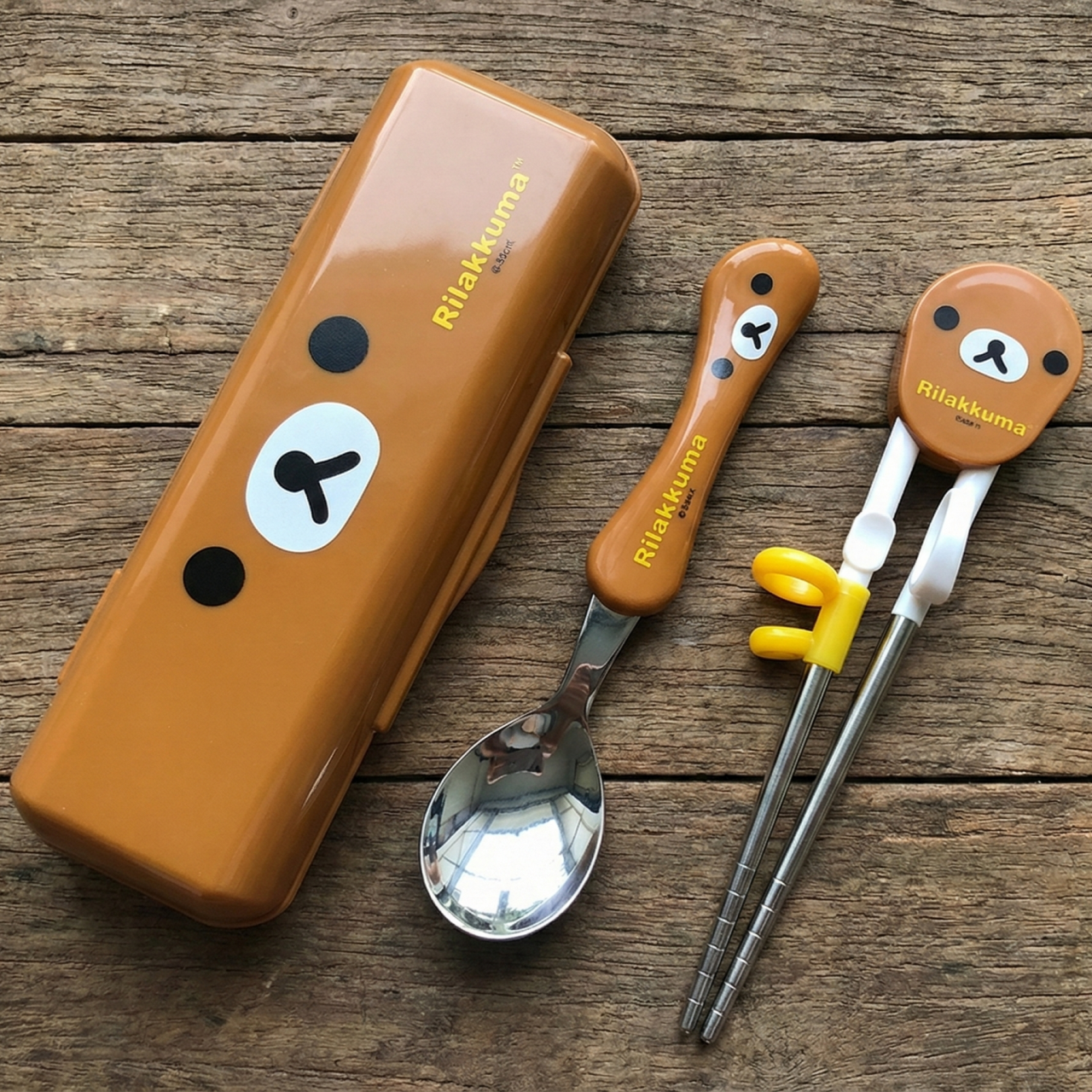 Rilakkuma Spoon Training Chopsticks Case Set (Face)