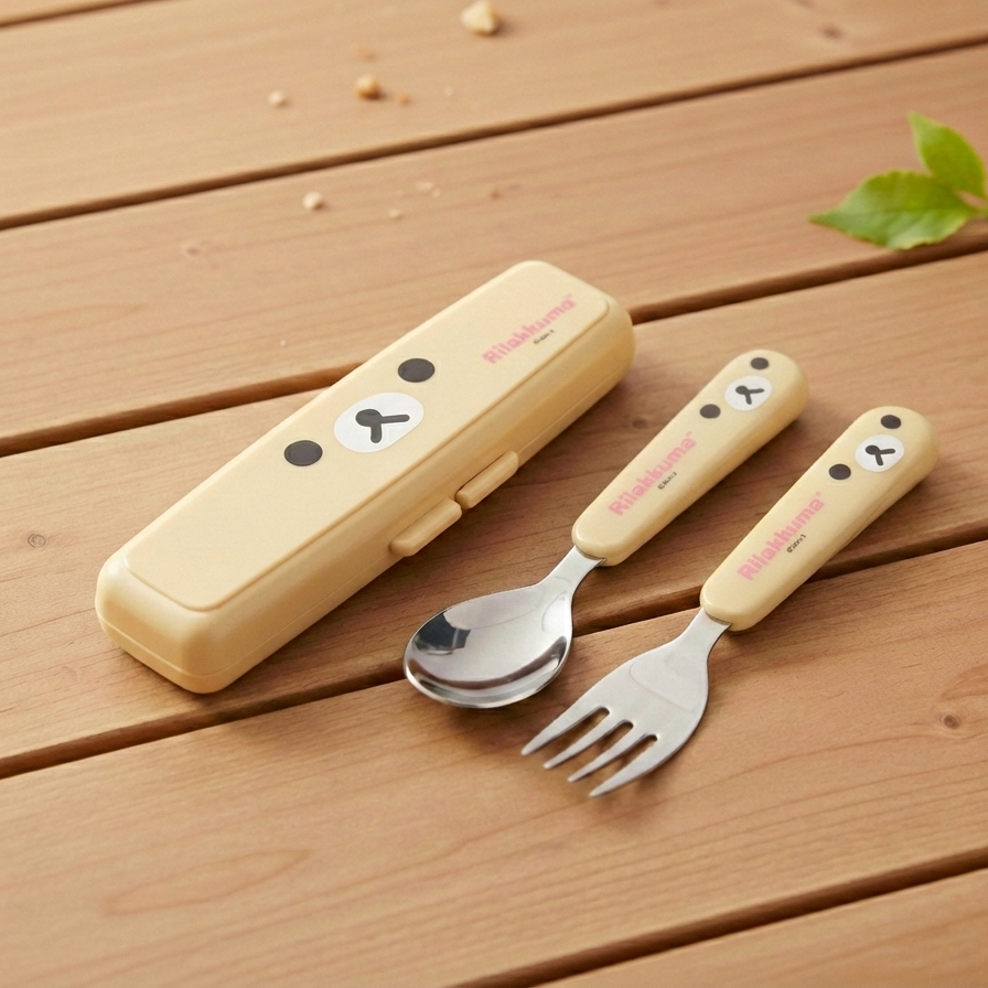Korilakkuma Cutie Spoon Fork Case Set (Face)