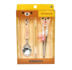 Korilakkuma Spoon Training Chopsticks Case Set (Face)
