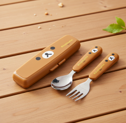 Rilakkuma Cutie Spoon Fork Case Set (Face)