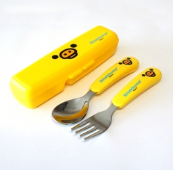 Kiiroitori Cutie Spoon Fork Case Set (Face)
