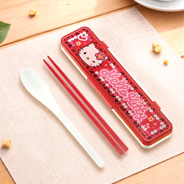 Hello Kitty Old School Noisy-Free Spoon & Chopsticks Set 18cm