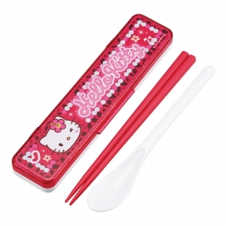 Hello Kitty Old School Noisy-Free Spoon & Chopsticks Set 18cm