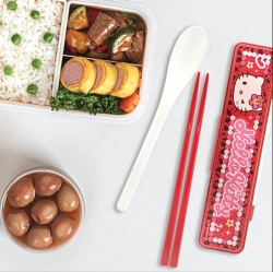 Hello Kitty Old School Noisy-Free Spoon & Chopsticks Set 18cm